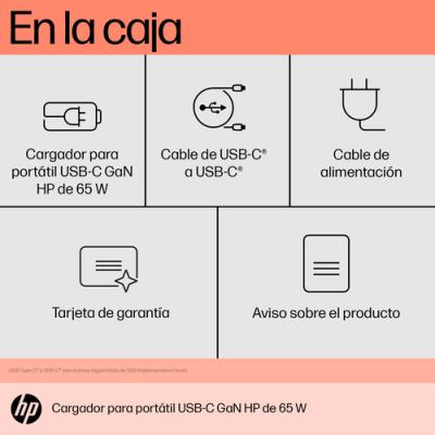 Cargador de Portátil HP 600Q7AA USB Tipo-C/ 65W/ Automático/