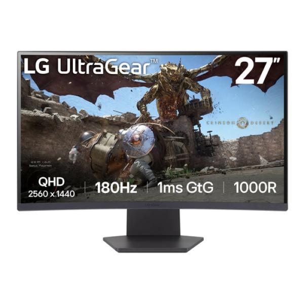 Monitor Gaming Curvo LG UltraGear 27GS60QC-B 27'/ QHD/ 1ms/ 180Hz/ VA/ Negro