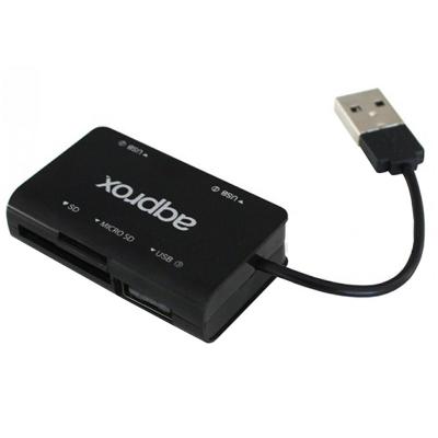 Approx appht8b hub 3 usb 2.0+lec.sd/microsd negro