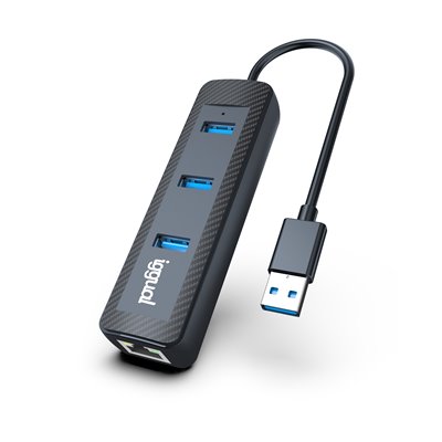 iggual Hub tipo A x 3 puertos USB 3.1+RJ45 Carbon