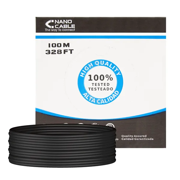 Bobina de Cable RJ45 para Exteriores UTP Nanocable 10.20.0502-EXT-BK Cat.6/ 100m/ Impermeable/ Negro