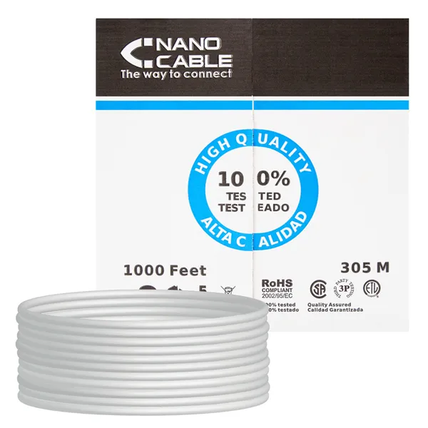 Nanocable Bobina de cable RJ45 FTP Cat.5e Rigido 305 mts, Gris 10.20.0704