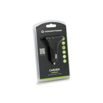 Cargador De Coche Conceptronic Carden06b 3 Puertos Usb A ( 2 P