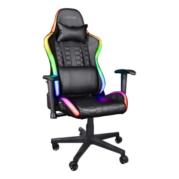 Silla Gamer Trust Gxt 716 Rizza Rgb Led Gaming Giratoria 360 Respaldo Ajustable 175º Bordes Iluminad