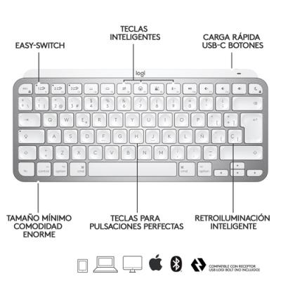 Teclado Logitech Mx Keys Mini Para Mac Wireless Color Gris