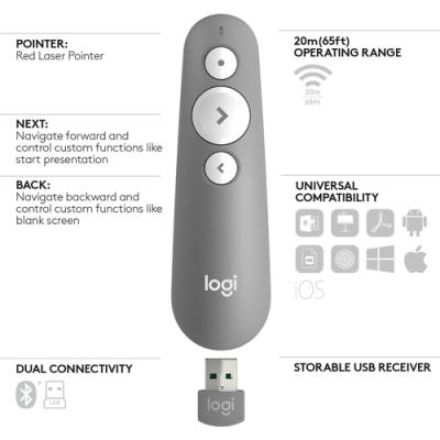 Presenter Logitech Wireless Presenter R500s Gris P/n: 910-006520