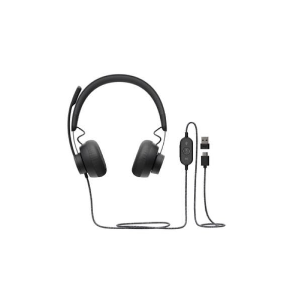 Headset Logitech Zone Wired Teams Usb-a Usb-c Graphite P/n:981-000870