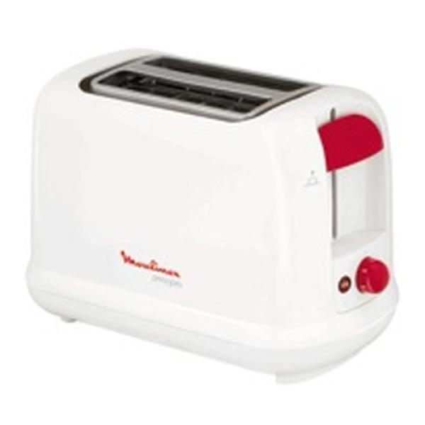 Tostadora Moulinex Lt160111 2 Ranuras Cortas Potencia 850w Color Blanco/rojo 7 Niveles Y Modo Descongelacion