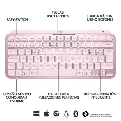 Teclado Logitech Bluetooth Mx Keys Mini Iluminado Compacto