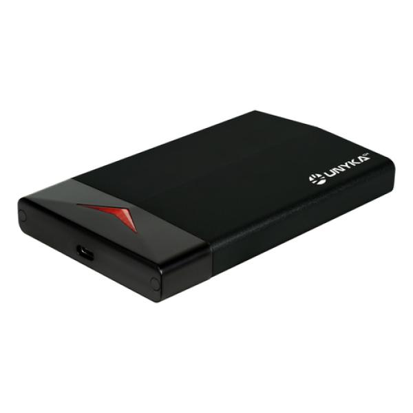 Caja Externa 2.5" Hd Type-c Unyka Uk 25303 Para Disco Sata 2.5" (9.5mm) Conector Usb 3.0 Type-c Color Negro