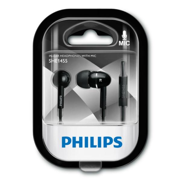 Auricular Intrauditivo Philips She1455bk/10 Black Graves Dinamicos Microfono Jack 3.5mm