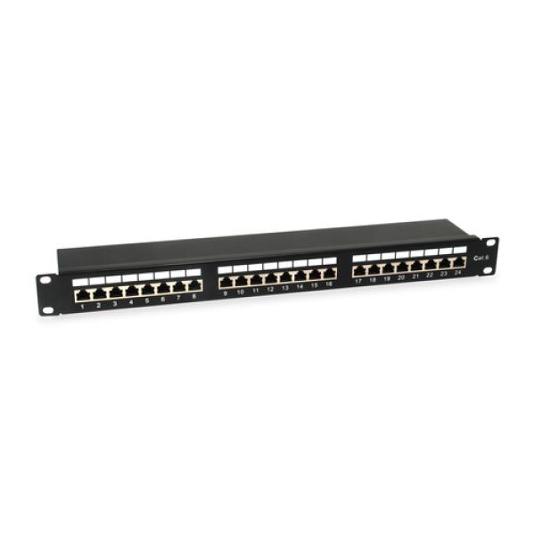 Patch Panel 24 Puertos Categoria 6 Apantallado Color Negro