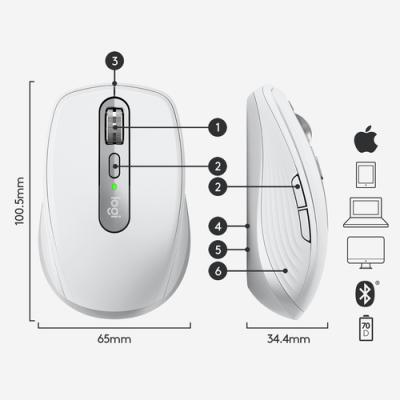 Mouse Logitech Wireless Y Bluetooth Anywhere 3 Para Mac 2.4ghz