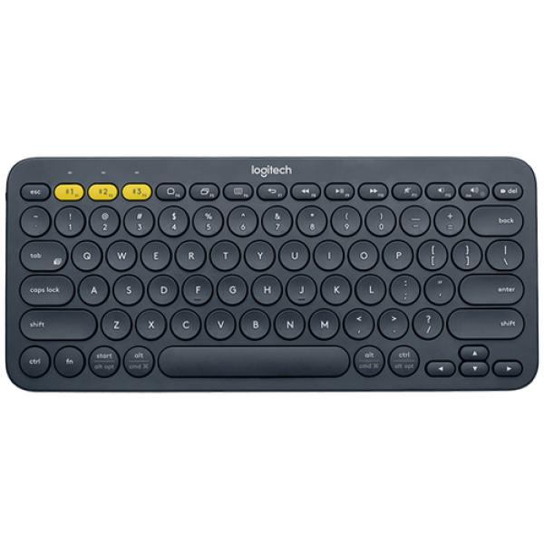 Teclado Logitech K380 Ruso Bluetooth Para Tres Dispositivos Color Gris Oscuro P/n: 920-007584