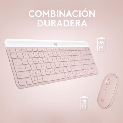 Teclado Logitech Mk470 Slim Combo Rosa P/n: 920-011317