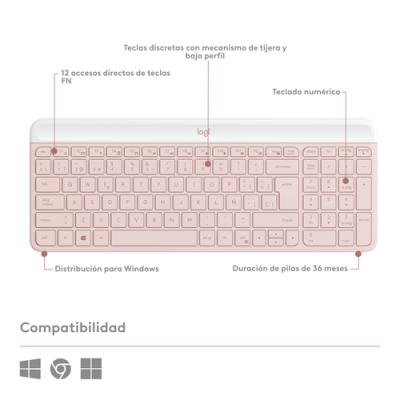 Teclado Logitech Mk470 Slim Combo Rosa P/n: 920-011317