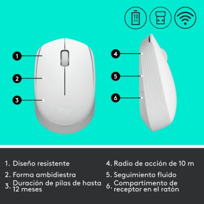 Mouse Logitech Wireless M171 Blanco P/n:910-006867