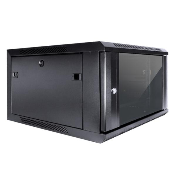 Armario Mural 19" Aiten Data 6u Ai6606s 600 X 600 X 368 2l Color Negro Puerta De Cristal Templado