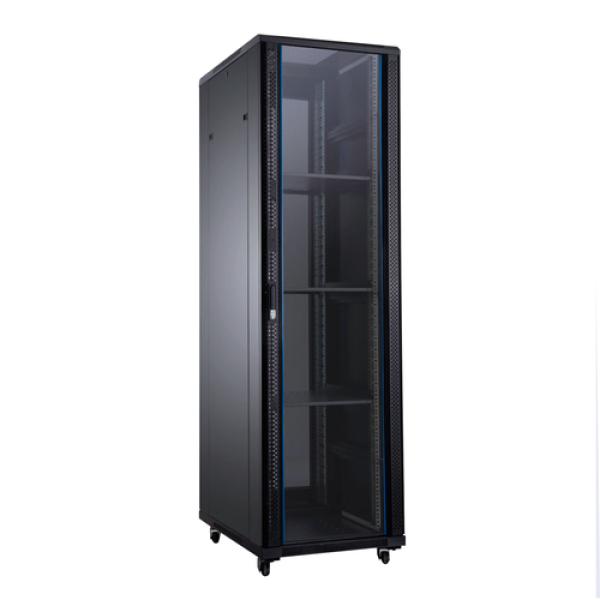 Armario De Suelo 19" Aiten Data 37u Ai6837s 600 X 800 X 1780 2cl 4r Mo Color Negro Puerta De Cristal