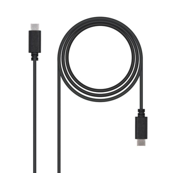 Cable USB 2.0 Tipo-C Nanocable 10.01.2301/ USB Tipo-C Macho - USB Tipo-C Macho/ 1m/ Negro