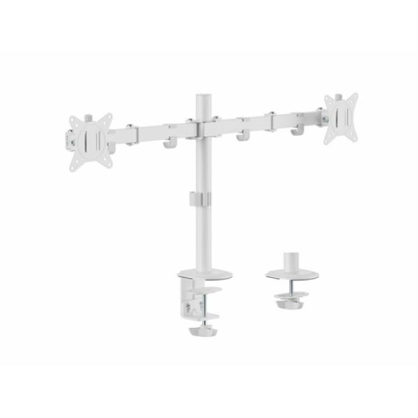 Soporte De Mesa Equip 650167 Para 2 Pantallas 17"-32" Brazo Inclinable Y Giratorio 360 Color Blanco