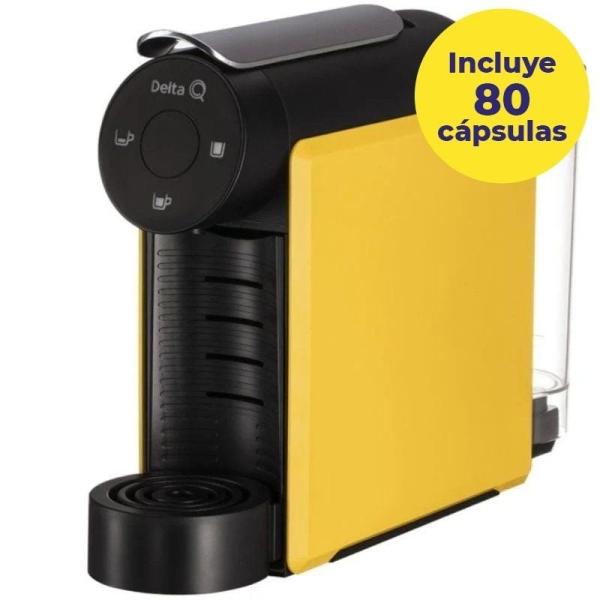 Cafetera de Cápsulas Delta Mini Qool/ Amarilla + 80 cápsulas QALIDUS