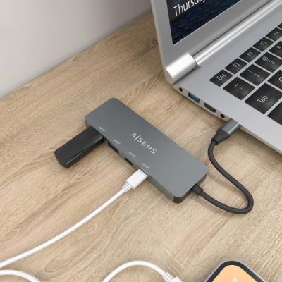 Hub USB Tipo-C Aisens A109-0694/ 2xUSB/ 2xUSB Tipo-C/ Gris