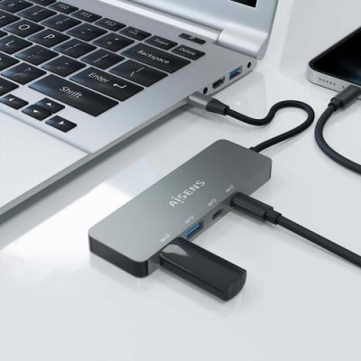 Hub USB Tipo-C Aisens A109-0694/ 2xUSB/ 2xUSB Tipo-C/ Gris