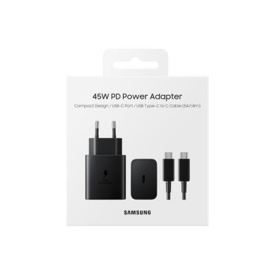 Cargador de Pared Samsung EP-T4510XBEGEU/ 1xUSB Tipo-C + Cable