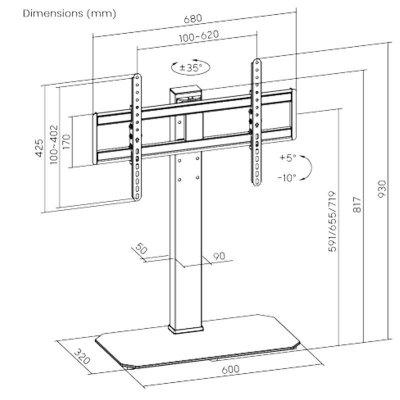 Soporte de Mesa TM Electrón TMSLC424 para TV de 46-86'/ hasta