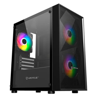 Caja Microatx Unyka Mir B200 Black Vidrio Templado Lateral