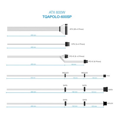 Fuente de Alimentación TooQ TQAPOLO-600SP/ 600W/ Ventilador 14cm