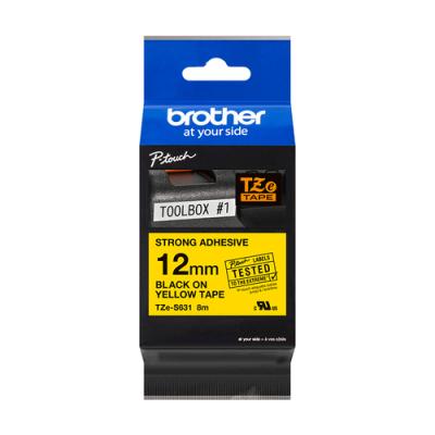 Brother cinta tzes631 texto negro/amarillo 12mm 25