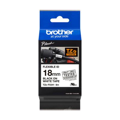 Brother cinta tzefx241 texto negro/blanco 18mm