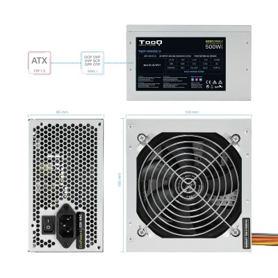 Fuente de Alimentación Tooq TQEP-500SSE-O OEM/ 500W/ Ventilador