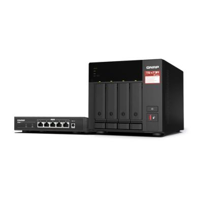 Qnap ts-473a-sw5t bundle nas 4xhdd-bay + switch