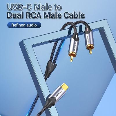 Cable Conversor Vention BGUHG/ 2x RCA Macho - USB Tipo-C Macho/