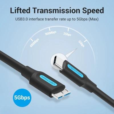 Cable USB 3.0 Vention CQABD/ microUSB Macho - USB Tipo-C Macho/