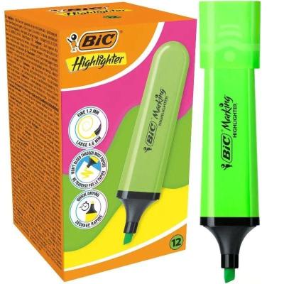 Caja de Marcadores Fluorescentes Bic Highlighter Flat Neón/ 12