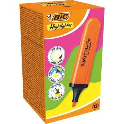 Caja de Marcadores Fluorescentes Bic Highlighter Flat Neón/ 12