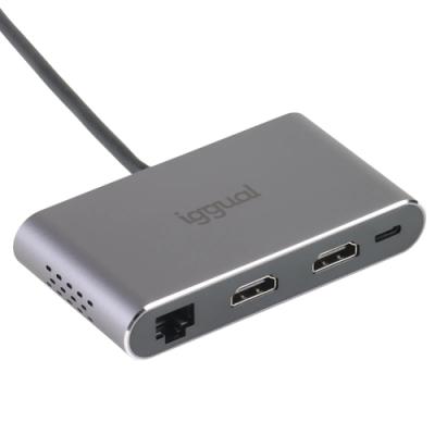 Iggual DOCK USB-C con 2x HDMI/RJ45 Gigabit/1x USB