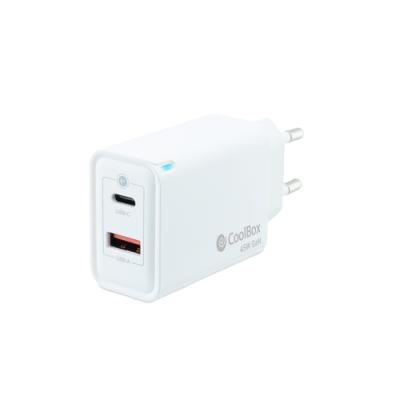 Coolbox cargador pared gan 45w usb-c/usb-a