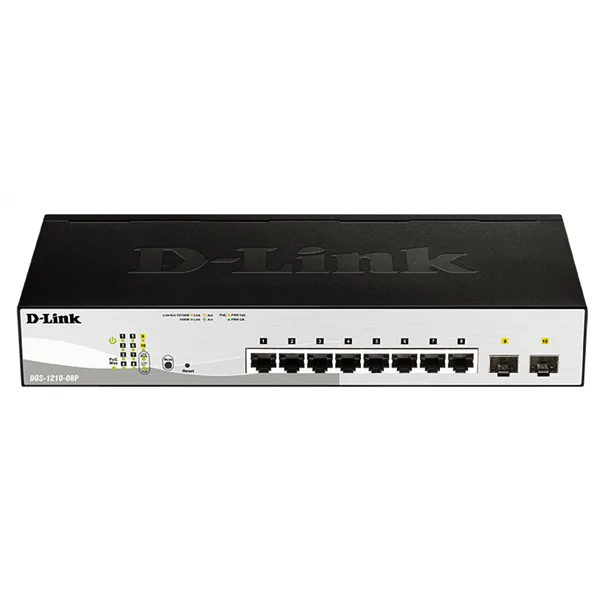 Switch Gestionado D-Link DGS-1210-08P/ 8 Puertos/ RJ45 10/100/1000/ SFP/ PoE