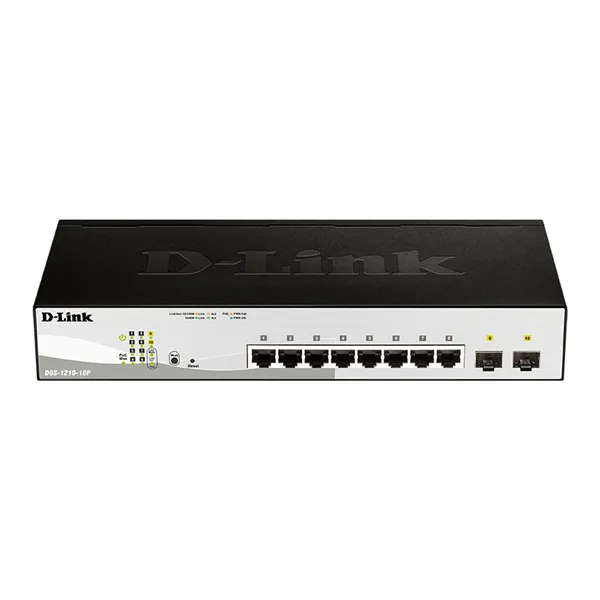 Switch D-Link DGS-1210-10P 10 Puertos/ RJ-45 Gigabit 10/100/1000 PoE/ SFP