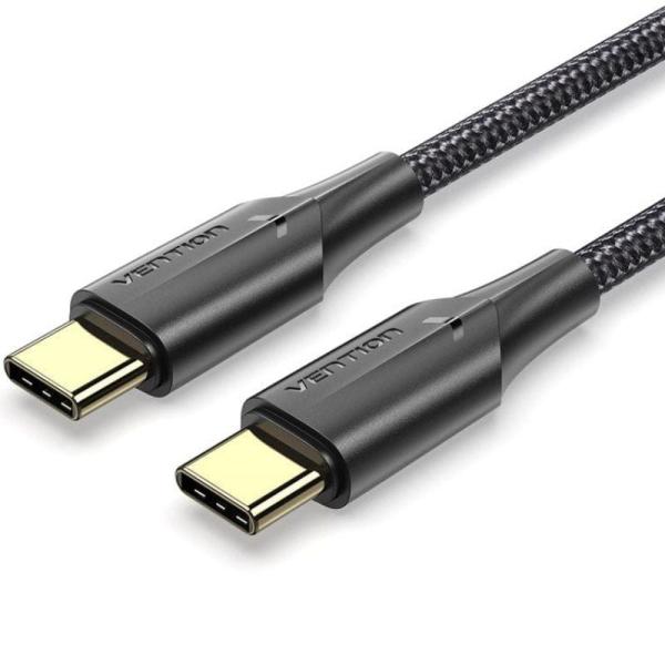 Cable USB 2.0 Tipo-C 3A Vention TAUBD/ USB Tipo-C Macho - USB Tipo-C Macho/ Hasta 60W/ 480Mbps/ 50cm/ Negro