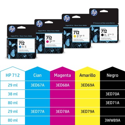 HP 712 Magenta 3ED68A - Cartucho de Tinta Original