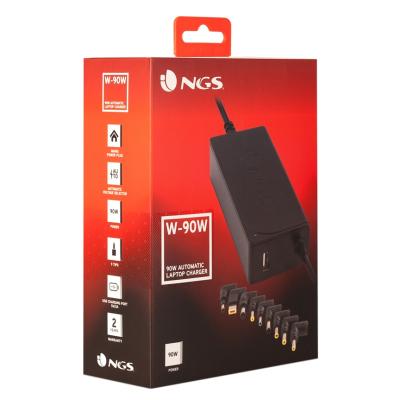 Cargador de Portátil NGS W-90W/ 90W/ Automático/ 9 Conectores/