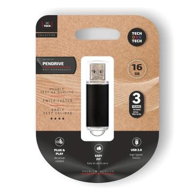 Pendrive 16GB Tech One Tech Basic USB 2.0/ Negro