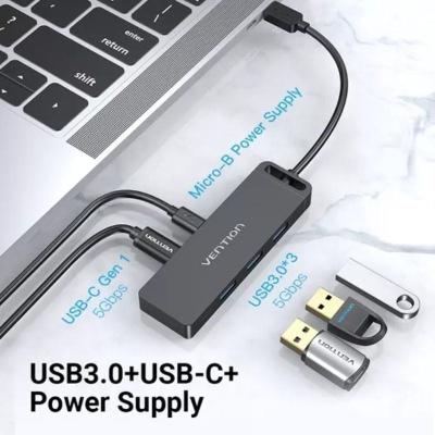 Hub USB Tipo-C Vention TGTBB/ 3xUSB/ 1xUSB Tipo-C/ 1x MicroUSB