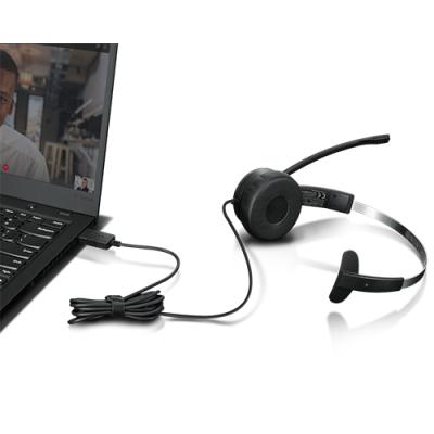 Headset Usb Lenovo 100 Mono Color Negro